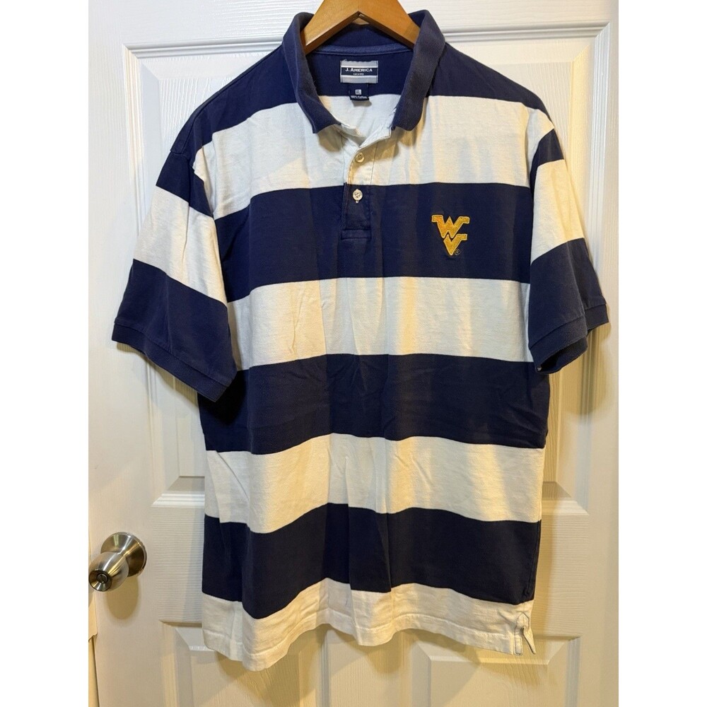 Vintage 1992 J. America Mens West Virginia Mountaineers Polo Shirt Size XL